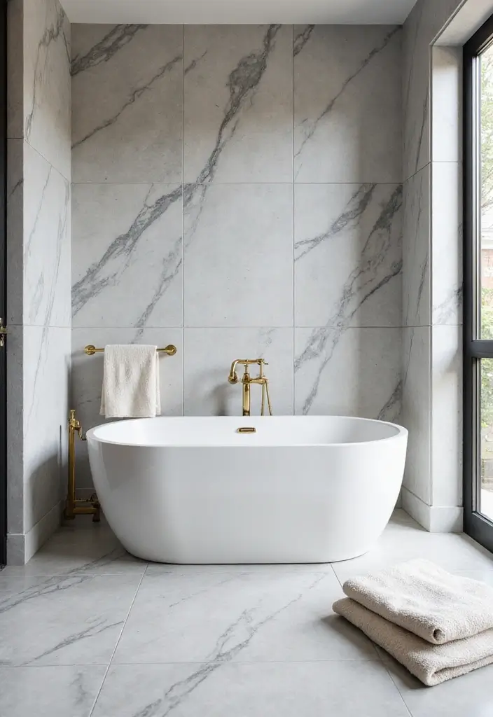 29 Bathroom Ideas Grey Tiles That Create Timeless Style - 1. Elegant Grey Marble for a Luxe Feel