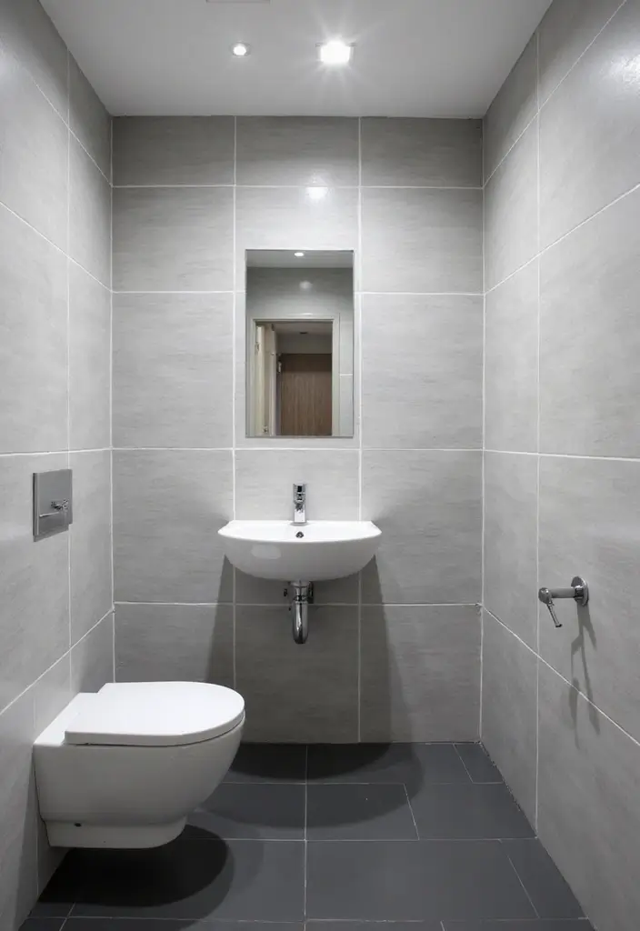 29 Bathroom Ideas Grey Tiles That Create Timeless Style - 10. Grey Tiles in a Small Bathroom