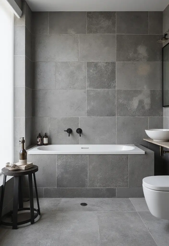 29 Bathroom Ideas Grey Tiles That Create Timeless Style - 11. Layering Grey Tiles with Different Finishes