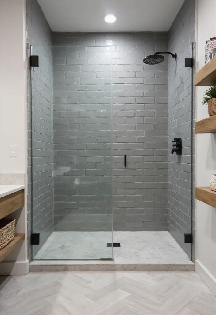 29 Bathroom Ideas Grey Tiles That Create Timeless Style - 2. Modern Grey Subway Tiles for Timeless Appeal