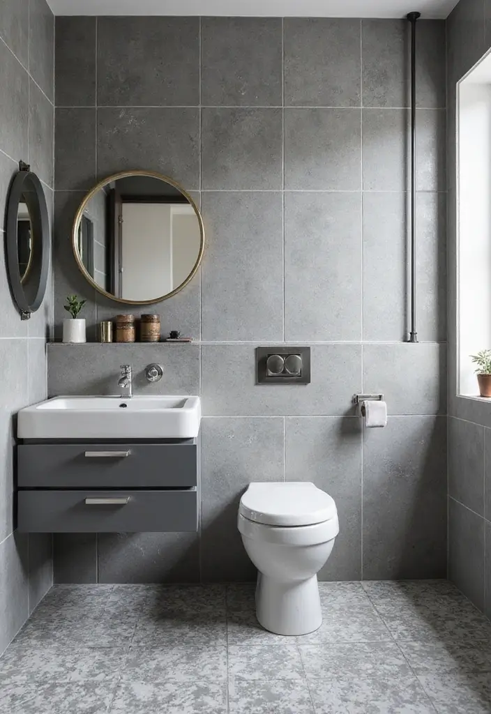 29 Bathroom Ideas Grey Tiles That Create Timeless Style - 4. Grey Tiles with Bold Patterns