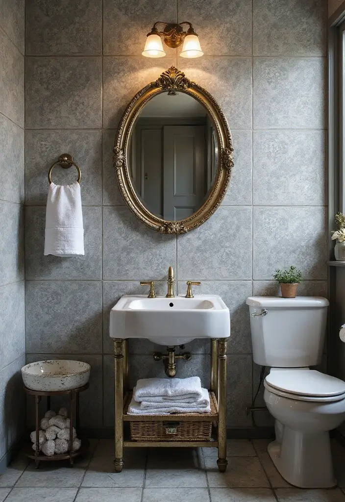 29 Bathroom Ideas Grey Tiles That Create Timeless Style - 9. Vintage-Inspired Grey Tiles