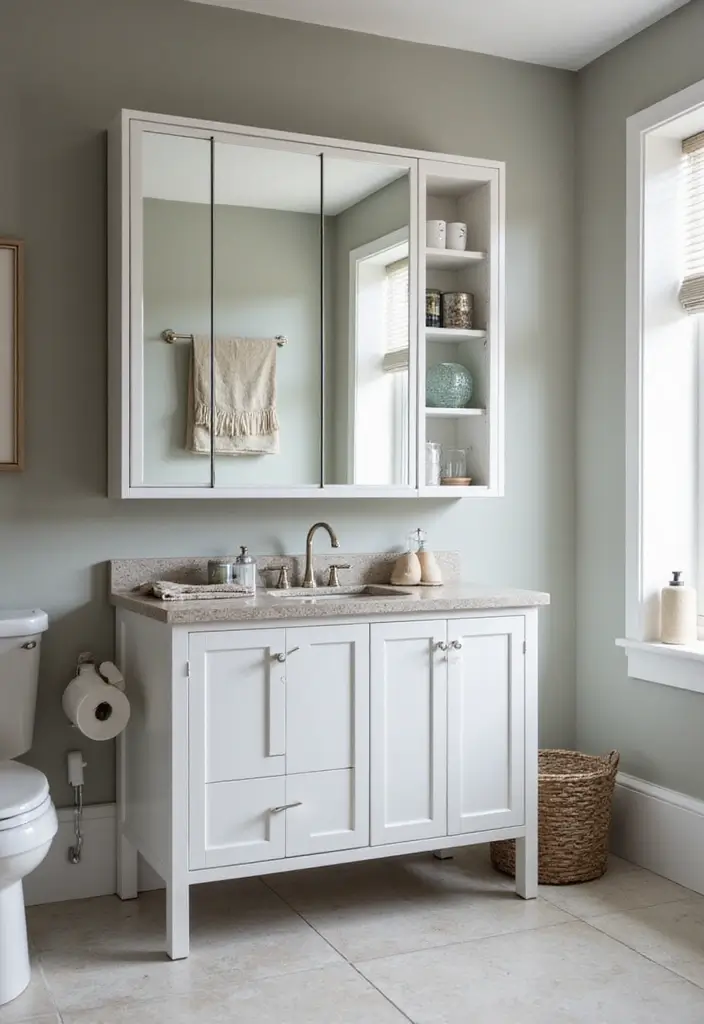 29 Bathroom Mirror and Lighting Ideas That Glow Beautifully - 12. Mirrored Cabinets