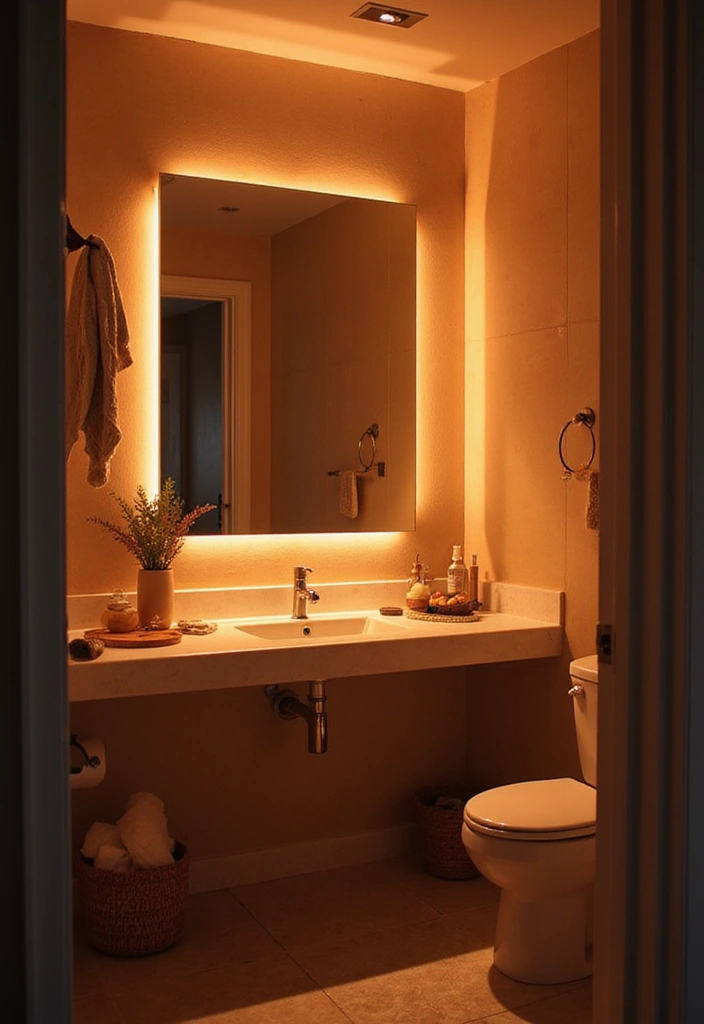 29 Bathroom Mirror and Lighting Ideas That Glow Beautifully - 21. Soft Ambient Lighting