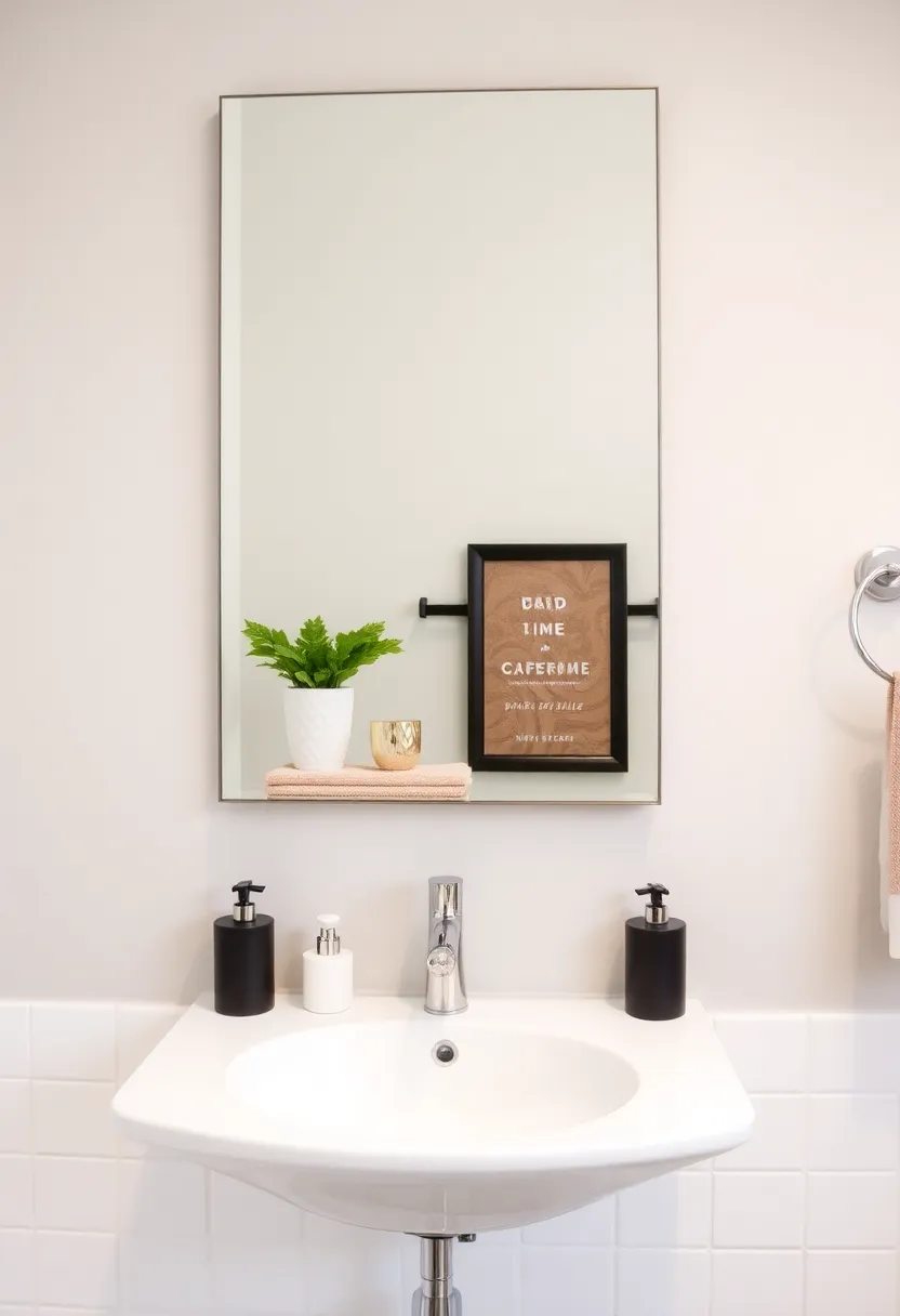 29 Bathroom Mirror and Lighting Ideas That Glow Beautifully - 24. Mirrors with Shelf Space