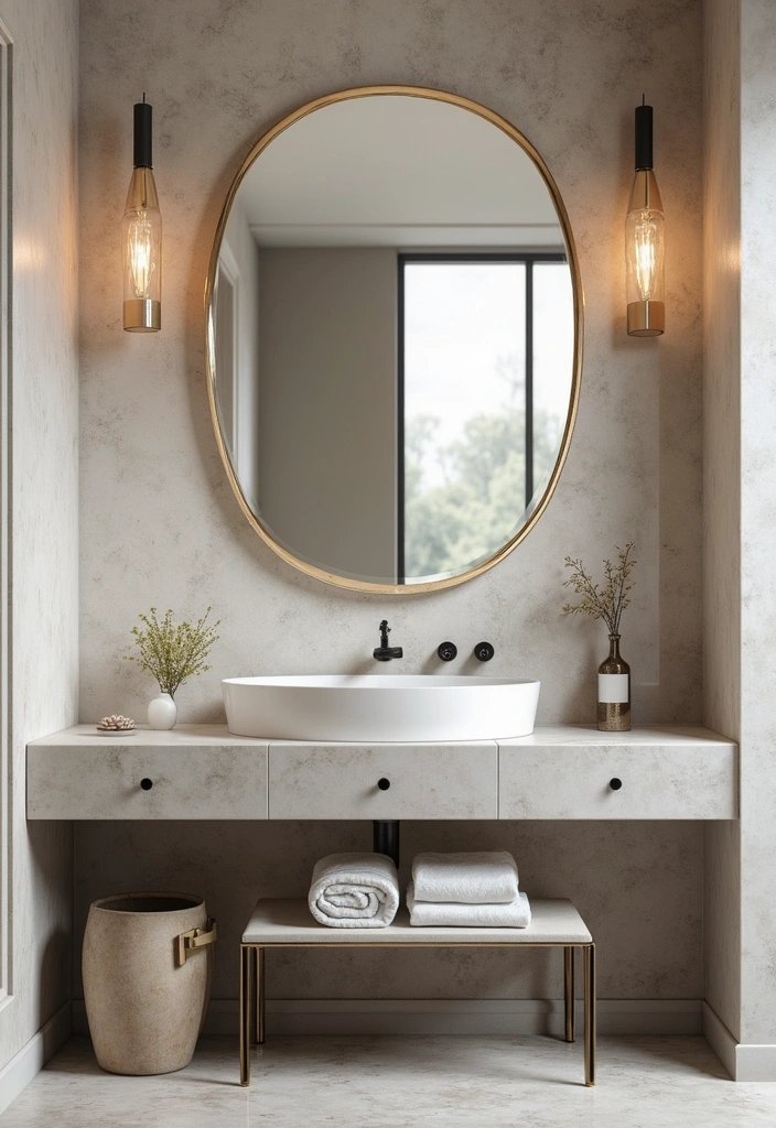 29 Bathroom Mirror and Lighting Ideas That Glow Beautifully - 28. Geometric Mirrors