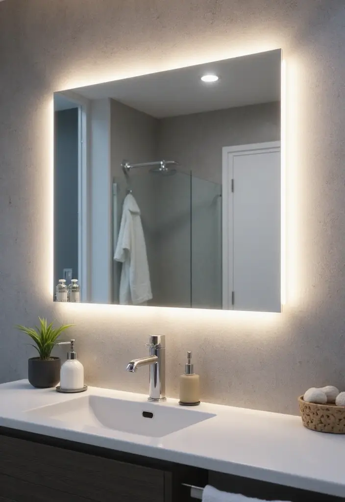 29 Bathroom Mirror and Lighting Ideas That Glow Beautifully - 3. LED Backlit Mirrors