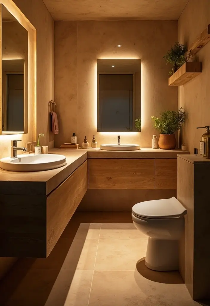 29 Bathroom Mirror and Lighting Ideas That Glow Beautifully - 4. Eco-Friendly Lighting Fixtures