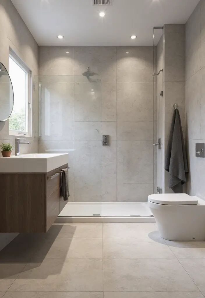 29 Bathroom Tile Combinations Design Trends for 2025 - 12. Large-Format Tiles