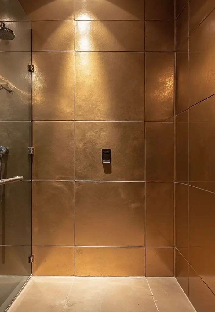 29 Bathroom Tile Combinations Design Trends for 2025 - 15. Metallic Accents