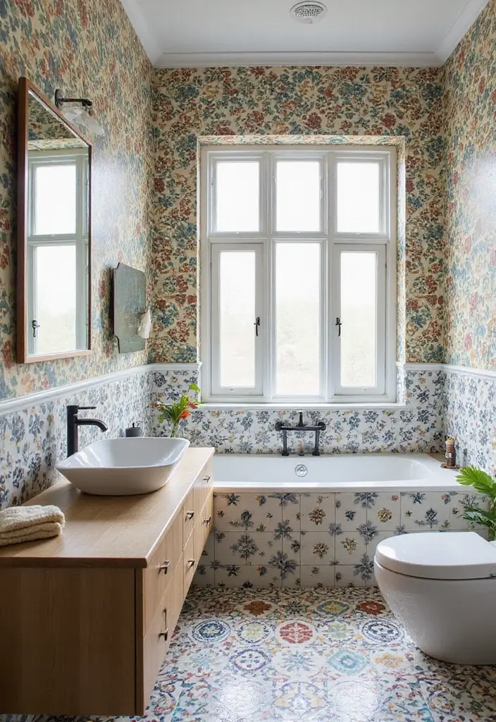 29 Bathroom Tile Combinations Design Trends for 2025 - 23. Patterned Cement Tiles