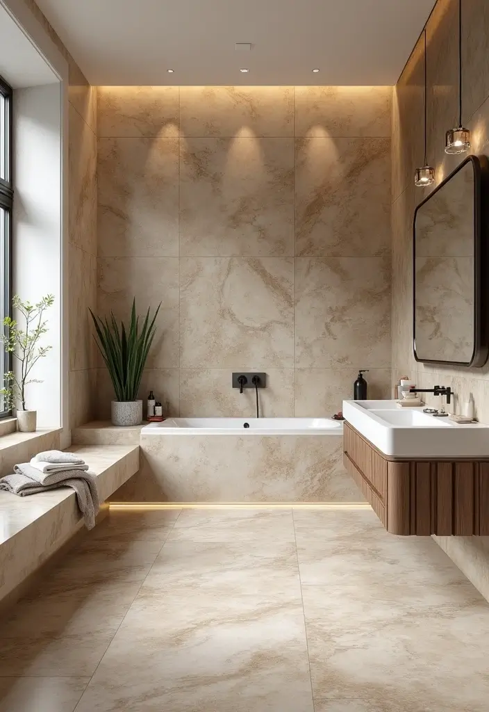 29 Bathroom Tile Combinations Design Trends for 2025 - 24. Natural Stone Looks