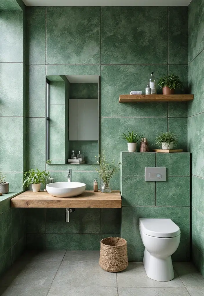 29 Bathroom Tile Combinations Design Trends for 2025 - 7. Earthy Greens