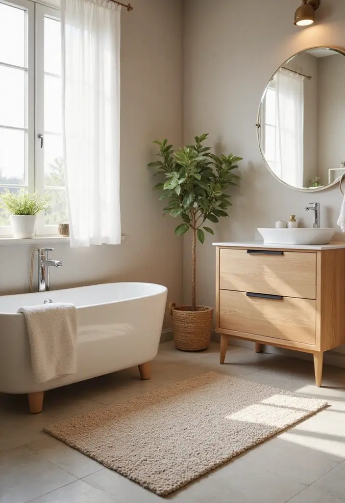 29 Bathroom Toilet Decor Ideas That Add Personality - 12. Stylish Bath Mat