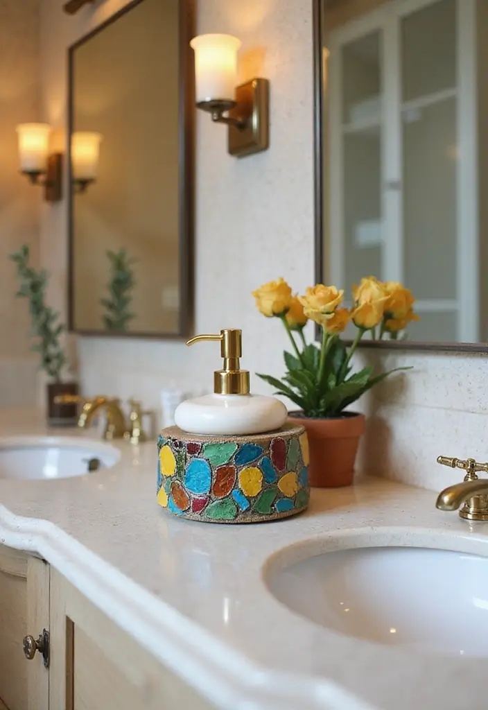 29 Bathroom Toilet Decor Ideas That Add Personality - 16. Artistic Soap Dispensers