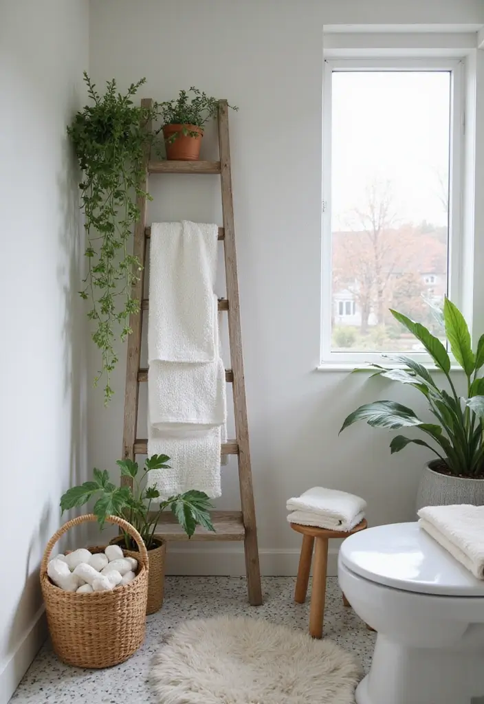 29 Bathroom Toilet Decor Ideas That Add Personality - 22. Bathroom Ladder