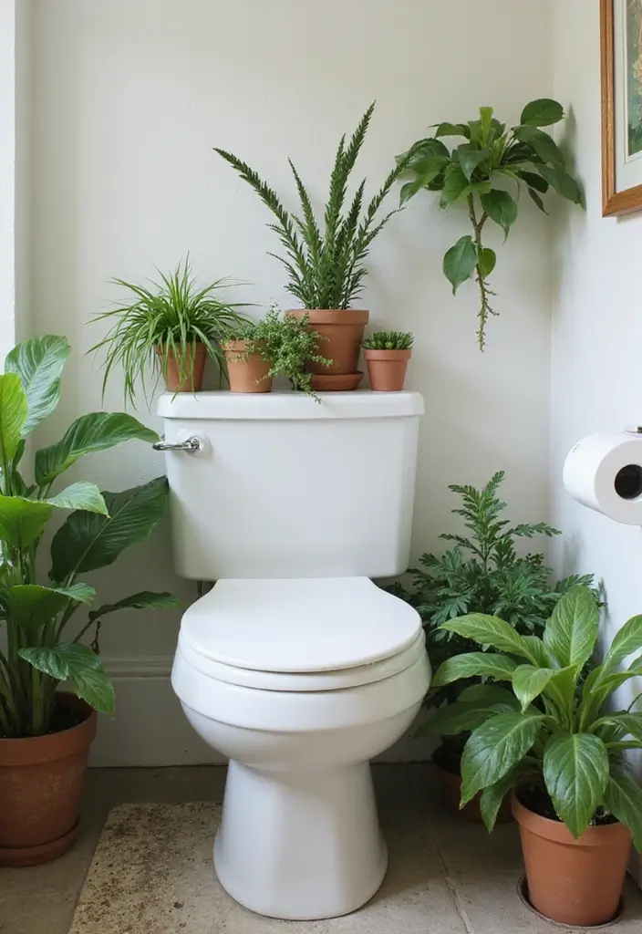 29 Bathroom Toilet Decor Ideas That Add Personality - 3. Live Plants as Decor