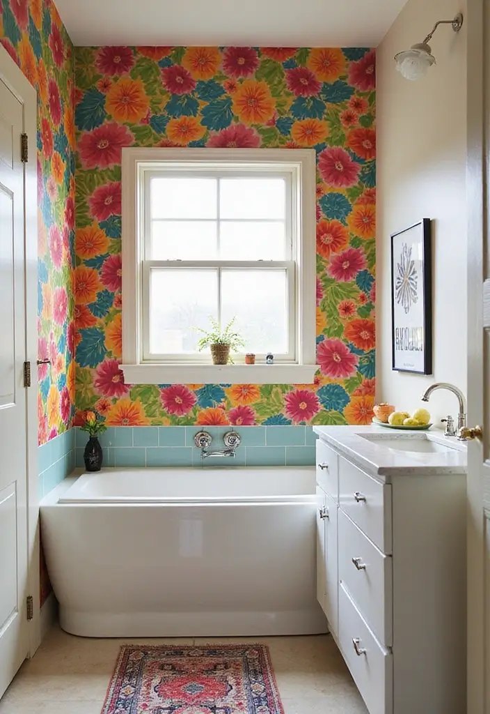 29 On Suite Bathroom Ideas for a Luxurious Master Retreat - 11. Vibrant Accent Walls for a Pop of Color