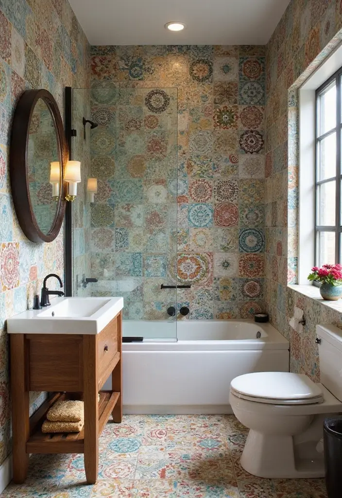 29 On Suite Bathroom Ideas for a Luxurious Master Retreat - 13. Unique Tile Designs for Artistic Flair