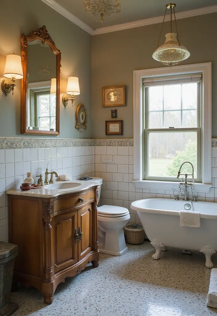 29 On Suite Bathroom Ideas for a Luxurious Master Retreat - 16. Vintage Elements for Timeless Charm