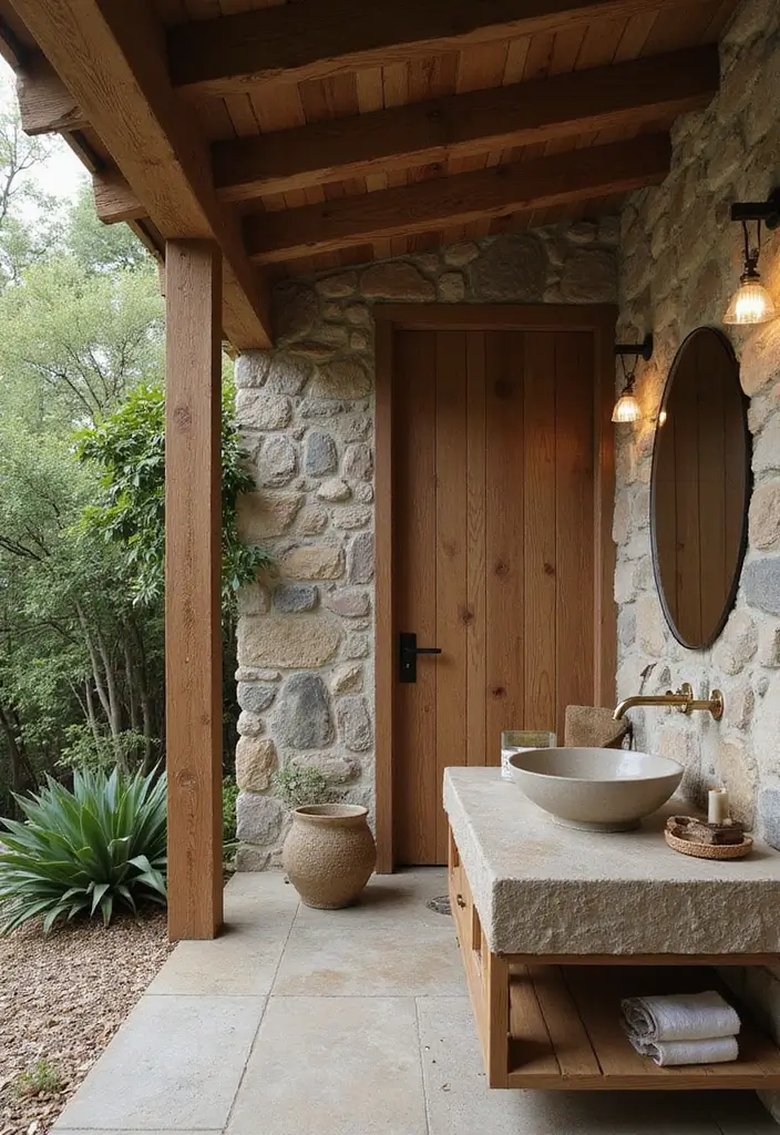 29 On Suite Bathroom Ideas for a Luxurious Master Retreat - 18. Outdoor-Inspired Décor for a Nature Retreat