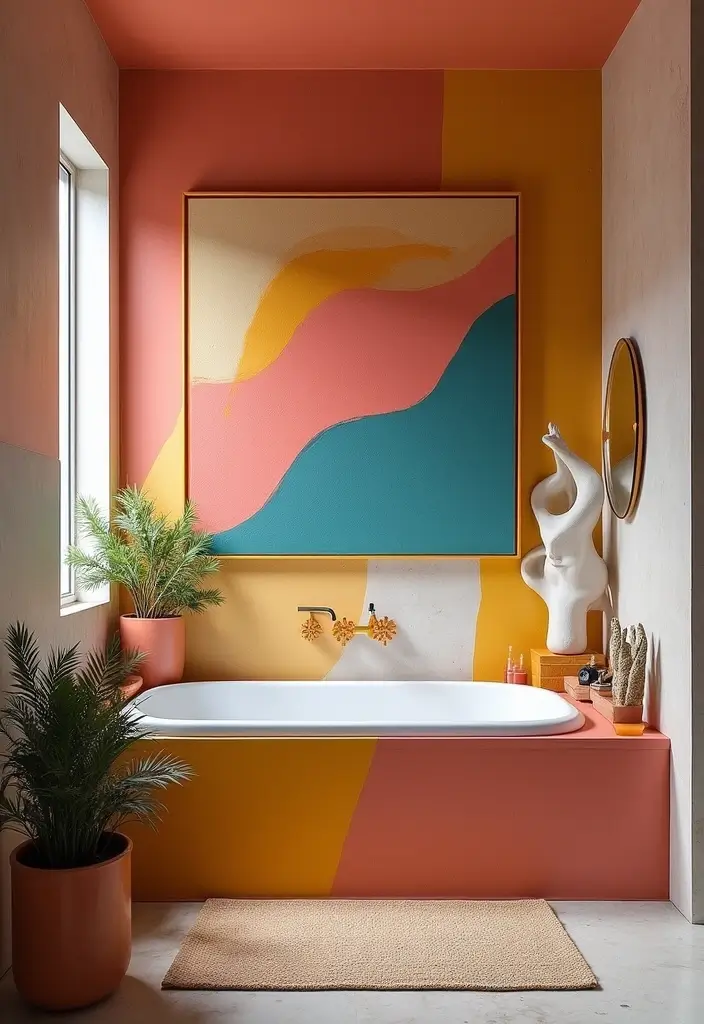 29 On Suite Bathroom Ideas for a Luxurious Master Retreat - 25. Artistic Elements for a Creative Space