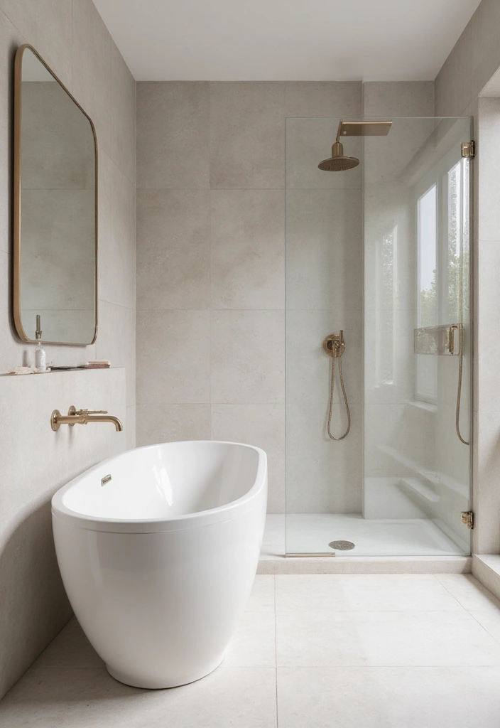 29 On Suite Bathroom Ideas for a Luxurious Master Retreat - 6. Minimalist Design for a Tranquil Escape