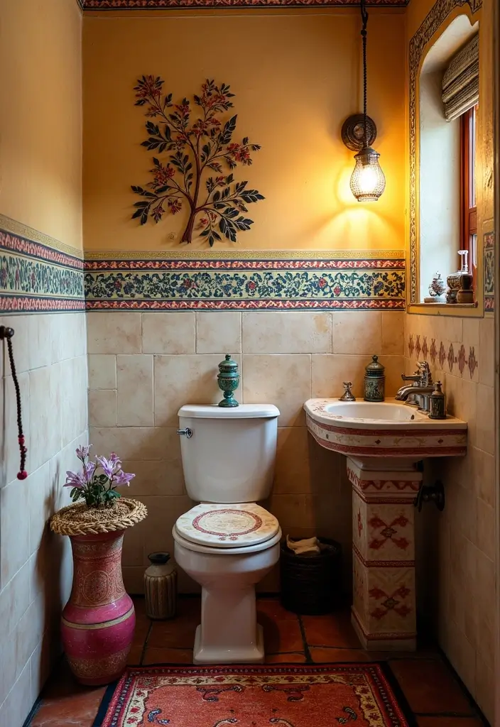 29 Small Indian Bathroom Ideas That Maximize Every Inch - 9. Decorate with Traditional Motifs