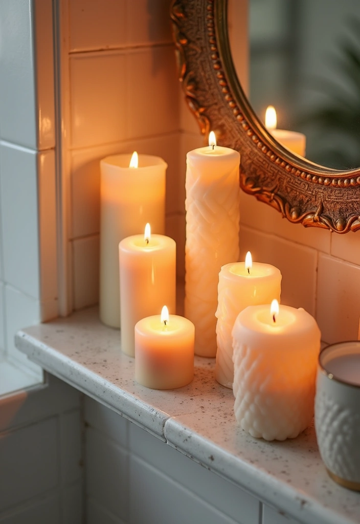 29 Ways to Decorate Bathroom Shelves Like a Designer - 11. Add a Touch of Elegance with Candles
