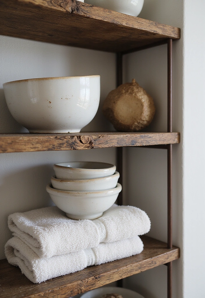 29 Ways to Decorate Bathroom Shelves Like a Designer - 15. Mix Textures for Visual Interest