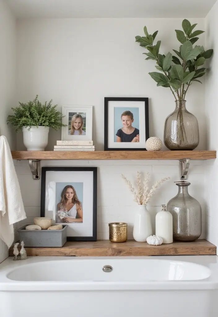 29 Ways to Decorate Bathroom Shelves Like a Designer - 18. Personalize with Photos