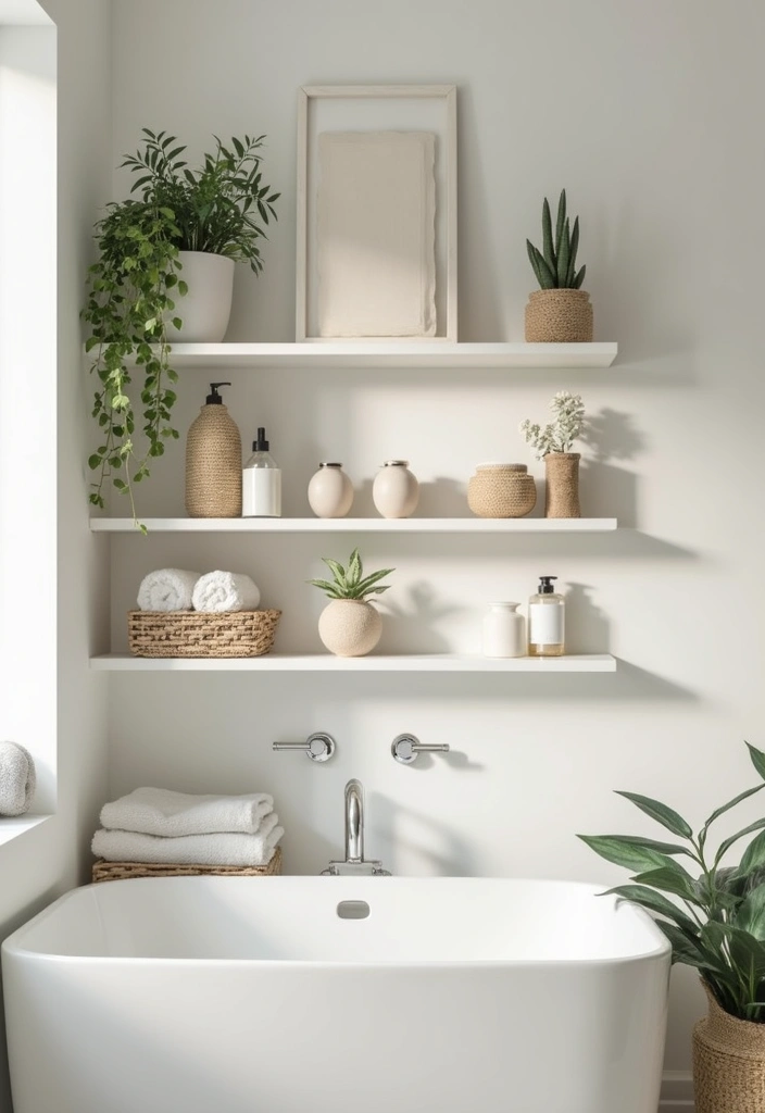 29 Ways to Decorate Bathroom Shelves Like a Designer - 23. Emphasize Symmetry