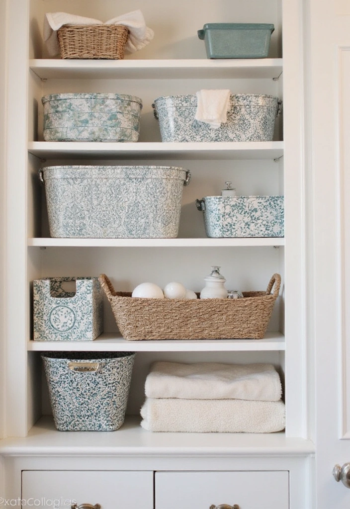 29 Ways to Decorate Bathroom Shelves Like a Designer - 25. Incorporate Storage Solutions