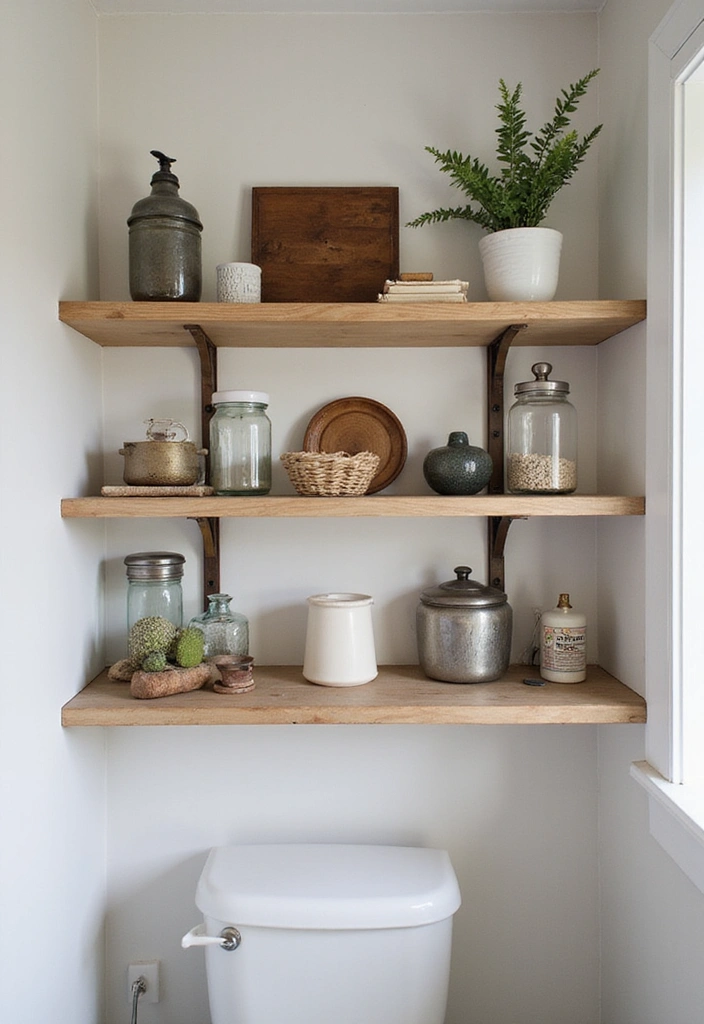 29 Ways to Decorate Bathroom Shelves Like a Designer - 28. Mix Old and New