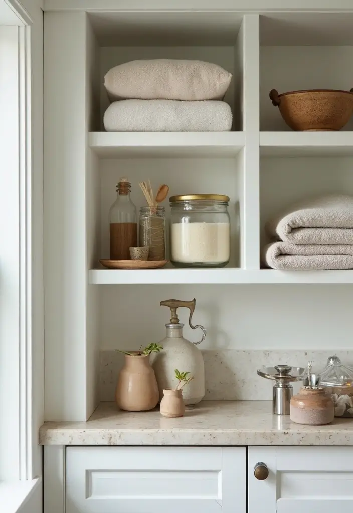 29 Ways to Decorate Bathroom Shelves Like a Designer - 29. Experiment with Open vs. Closed Storage