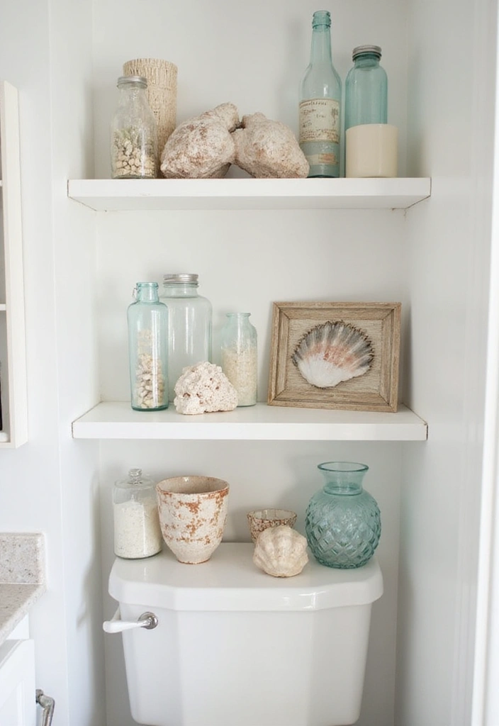 29 Ways to Decorate Bathroom Shelves Like a Designer - 5. Go for a Themed Display