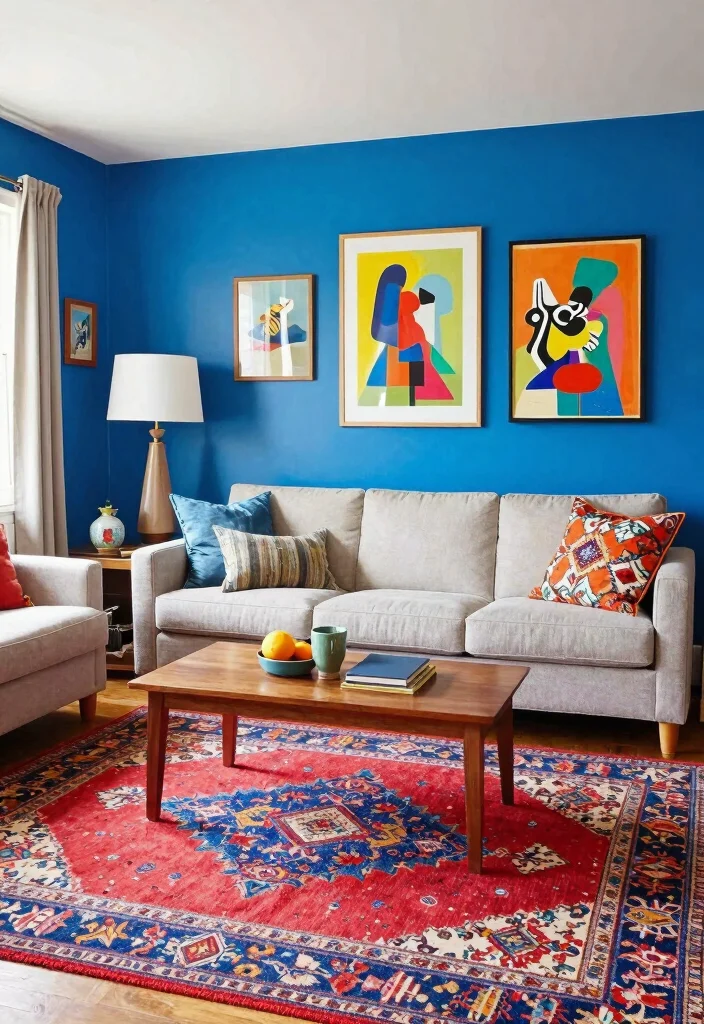 15 Art Decor Living Room Ideas for a Creative Gallery Feel - 11. Bold Color Choices 1