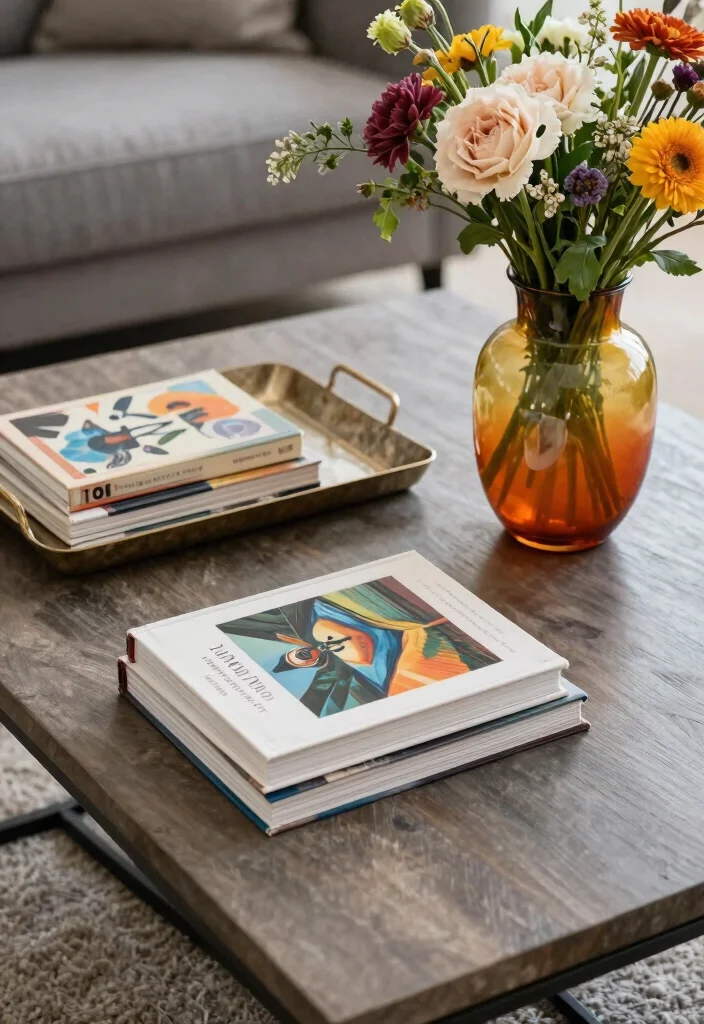 15 Art Decor Living Room Ideas for a Creative Gallery Feel - 12. Unique Coffee Table Decor 1