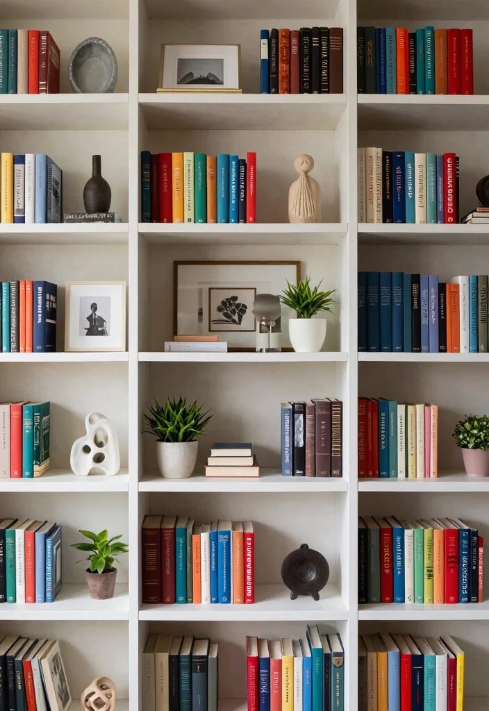 15 Art Decor Living Room Ideas for a Creative Gallery Feel - 14. Artful Bookshelf Displays 1
