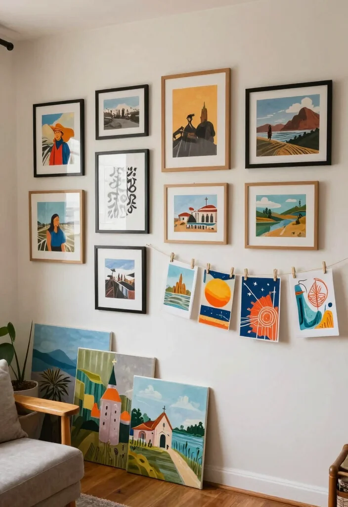 15 Art Decor Living Room Ideas for a Creative Gallery Feel - 4. Wall Art with Personal Touches 1