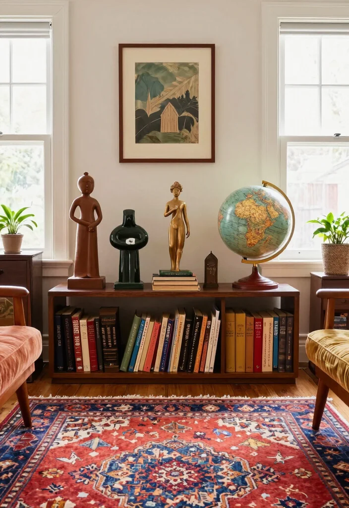 15 Art Decor Living Room Ideas for a Creative Gallery Feel - 7. Vintage and Thrifted Finds 1