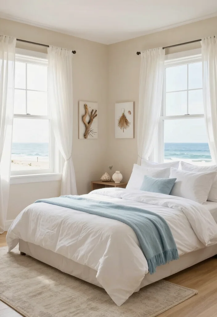 15 Bedroom With Windows on Each Side of Bed Ideas for Perfect Symmetry - 3. Bright and Airy Coastal Vibes 1