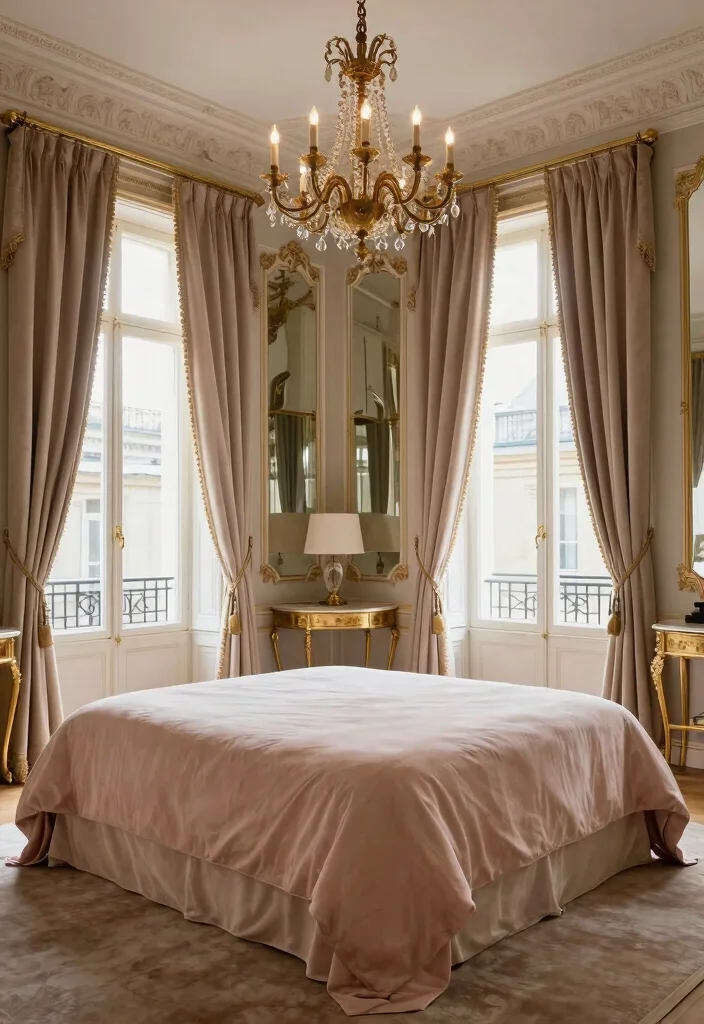 15 Bedroom With Windows on Each Side of Bed Ideas for Perfect Symmetry - 5. Elegant Parisian Chic 1