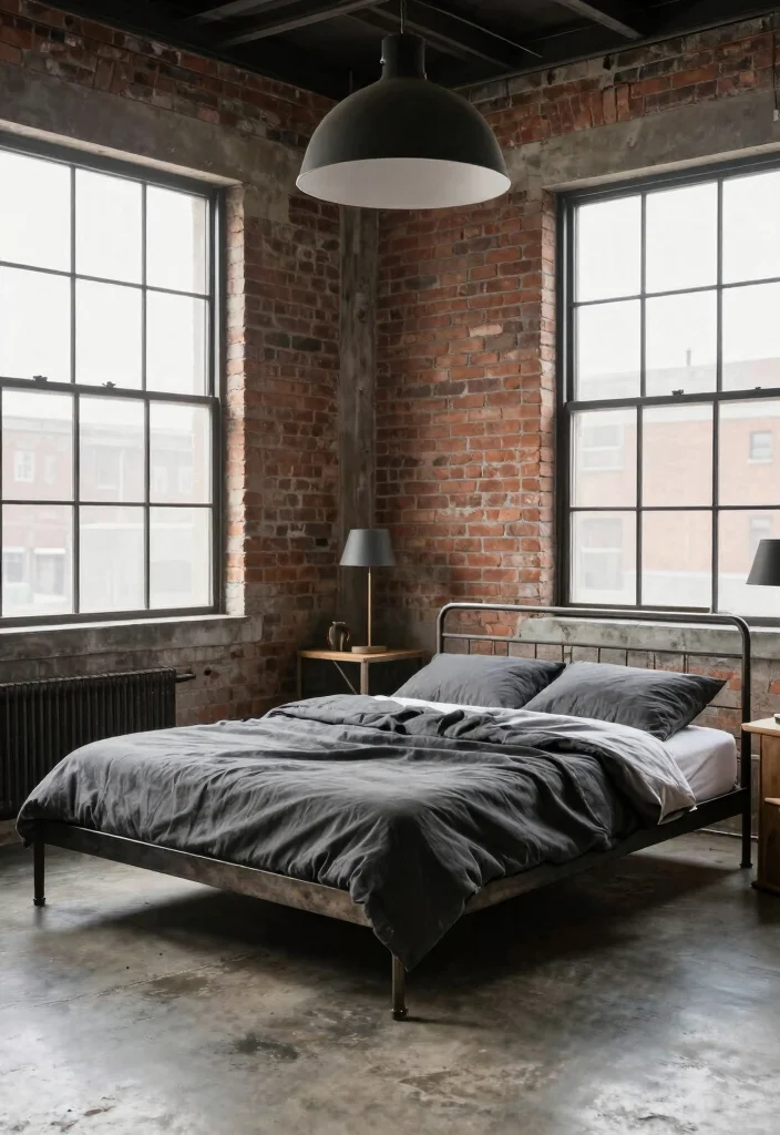 15 Bedroom With Windows on Each Side of Bed Ideas for Perfect Symmetry - 6. Industrial Loft Style 1