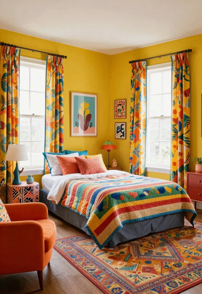 15 Bedroom With Windows on Each Side of Bed Ideas for Perfect Symmetry - 8. Eclectic Retro Charm 1