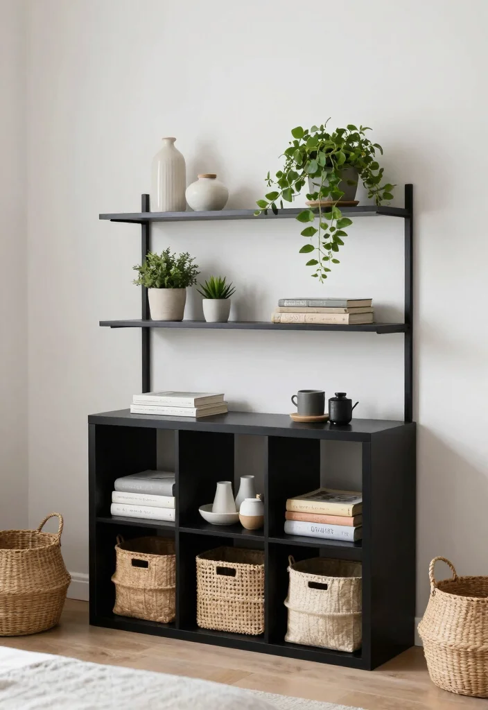 15 Black White and Green Bedroom Ideas: Fresh Modern Edge - 11. Stylish Storage Solutions 1