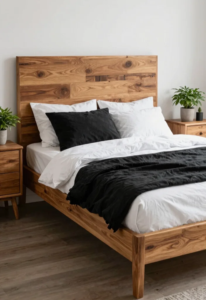 15 Black White and Green Bedroom Ideas: Fresh Modern Edge - 6. Natural Wood Accents 1