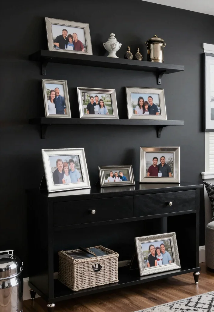 15 Black and Silver Living Room Decor Ideas: Sleek Glam Style - 15. Personal Touches 1
