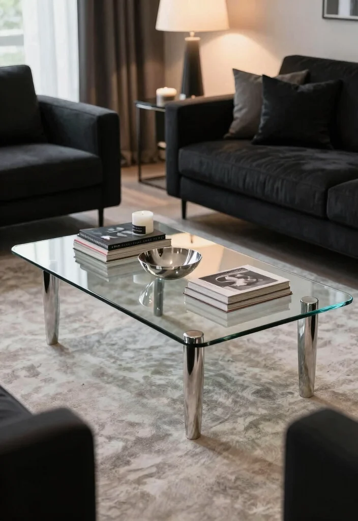 15 Black and Silver Living Room Decor Ideas: Sleek Glam Style - 9. Stylish Coffee Tables 1