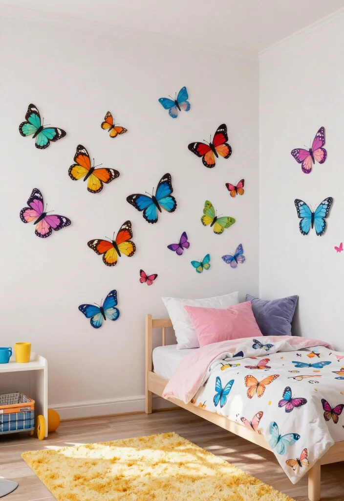 15 Butterfly Bedroom Ideas Kids Will Love - 13. Butterfly Wall Decals 1
